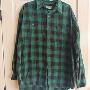 Duluth Trading Co Green and Black Checkered Shirt-XLT